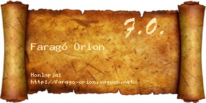 Faragó Orion névjegykártya